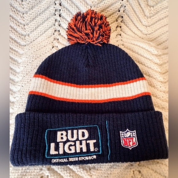 Denver Broncos Stiched  Logo Touque Beanie Bud Light Promotional Hat NFL - Picture 2 of 3
